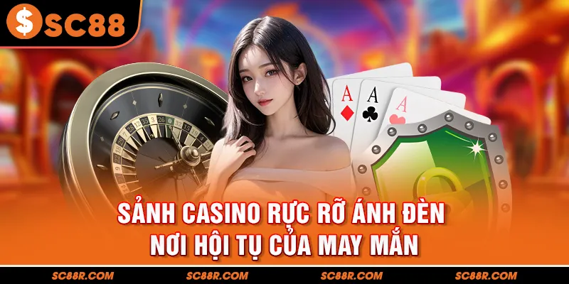 Sảnh casino rực rỡ ánh đèn - nơi hội tụ của may mắn
